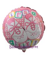 Luftballon mit Helium zu Geburt und Taufe eines Mädchens: It's a Girl, Babyschühchen