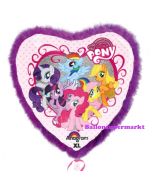 My Little Pony mit Rahmen aus Federn, Jumbo Herzluftballon aus Folie mit Helium