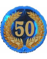 Lorbeerkranz 50, Luftballon aus Folie zum 50. Geburtstag, ohne Ballongas