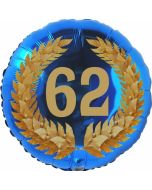 Lorbeerkranz 62, Luftballon aus Folie zum 62. Geburtstag, ohne Ballongas