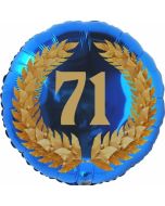 Lorbeerkranz 71, Luftballon aus Folie zum 71. Geburtstag, ohne Ballongas