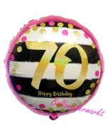 Luftballon zum 70. Geburtstag, Pink & Gold Milestone 70, ohne Helium-Ballongas