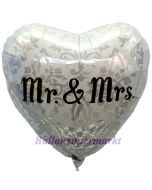 Mr and Mrs Herz mit Ornamenten, Luftballon aus Folie zur Hochzeit