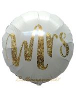 Mrs gold Glimmer Rundballon, Luftballon aus Folie zur Hochzeit