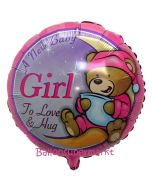 A New Baby Girl Teddybär Luftballon aus Folie mit Helium