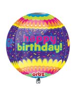 Happy Birthday Konfetti Orbz Luftballon aus Folie ohne Ballongas