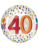 Happy Birthday Rainbow 40, Orbz Luftballon aus Folie, inklusive Helium