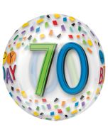 Happy Birthday Rainbow 70, Orbz Luftballon aus Folie, inklusive Helium