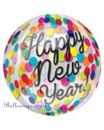 Orbz Silvester-Luftballon aus Folie, Happy New Year Konfetti inklusive Helium