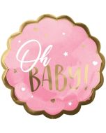 Folienballon Pink Baby Girl, ohne Helium zu Geburt und Taufe