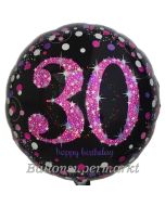 Luftballon zum 30. Geburtstag, Pink Celebration 30, ohne Helium-Ballongas