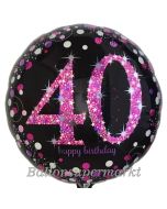 Luftballon zum 40. Geburtstag, Pink Celebration, ohne Helium-Ballongas