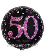 Luftballon zum 50. Geburtstag, Pink Celebration 50, ohne Helium-Ballongas