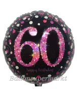 Luftballon zum 60. Geburtstag, Pink Celebration 60, ohne Helium-Ballongas