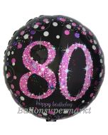 Luftballon aus Folie mit Helium, Pink Celebration 80, zum 80. Geburtstag