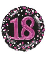Holografischer Folienballon, Jumbo Pink Celebration Birthday 18 mit 3D-Effekt zum 18. Geburtstag