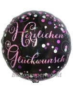 Geburtstags-Luftballon Pink Celebration Herzlichen Glückwunsch, ohne Helium-Ballongas