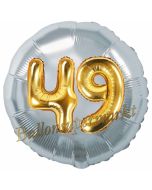 Runder Luftballon Jumbo Zahl 49, silber-gold mit 3D-Effekt zum 49. Geburtstag