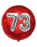 Runder Luftballon Jumbo Zahl 73, rot-silber mit 3D-Effekt zum 73. Geburtstag