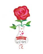 I Love You, rote Rose Ludtballon aus Folie, Shape inklusive Helium