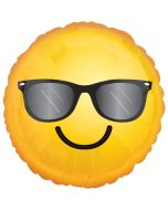 Emoticon mit Sonnenbrille, Folienballon mit Ballongas-Helium 