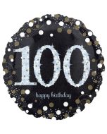 Luftballon aus Folie mit Helium, Sparkling Birthday 100, zum 100. Geburtstag