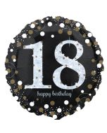 Luftballon zum 18. Geburtstag, Sparkling Birthday 18, ohne Helium-Ballongas