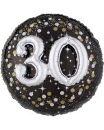 Holografischer Folienballon, Jumbo Sparkling Birthday 30 mit 3D effekt zum 30. Geburtstag