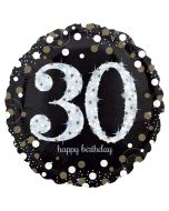 Holografischer Folienballon, Jumbo Sparkling Birthday 30 zum 30. Geburtstag