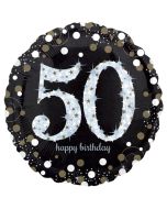 Holografischer Folienballon, Jumbo Sparkling Birthday 50  zum 50. Geburtstag