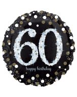 Holografischer Folienballon, Jumbo Sparkling Birthday 60 zum 60. Geburtstag