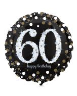 Luftballon aus Folie mit Helium, Sparkling Birthday 60, zum 60. Geburtstag
