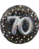 Holografischer Folienballon, Jumbo Sparkling Birthday 70 mit 3D Effekt zum 70. Geburtstag