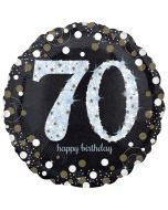 Holografischer Folienballon, Jumbo Sparkling Birthday 70 zum 70. Geburtstag