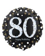 Luftballon aus Folie mit Helium, Sparkling Birthday 80, zum 80. Geburtstag