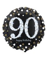 Luftballon aus Folie mit Helium, Sparkling Birthday 90, zum 90. Geburtstag