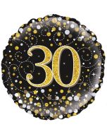 Luftballon aus Folie mit Helium, Sparkling Fizz Gold 30, zum 30. Geburtstag, Jubiläum
