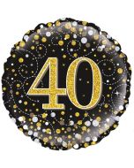 Luftballon aus Folie mit Helium, Sparkling Fizz Gold 40, zum 40. Geburtstag, Jubiläum