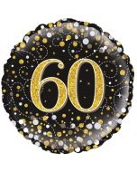 Luftballon aus Folie mit Helium, Sparkling Fizz Gold 60, zum 60. Geburtstag, Jubiläum