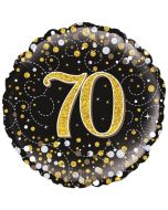 Luftballon zum 70. Geburtstag, Sparkling Fizz Gold 70, ohne Helium-Ballongas