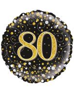 Luftballon aus Folie mit Helium, Sparkling Fizz Gold 80, zum 80. Geburtstag, Jubiläum