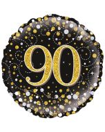 Luftballon aus Folie mit Helium, Sparkling Fizz Gold 90, zum 90. Geburtstag, Jubiläum