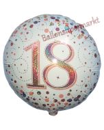 Luftballon zum 18. Geburtstag, Sparkling Fizz Roségold 18, ohne Helium-Ballongas