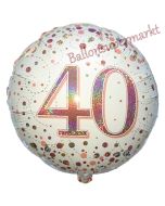 Luftballon aus Folie mit Helium, Sparkling Fizz Roségold 40, zum 40. Geburtstag, Jubiläum