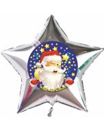 Stern-Luftballon aus Folie, Happy Christmas, Weihnachtsmann mit Helium