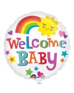 Glückliche Sonne, Welcome Baby  Luftballon mit Helium zu Babyparty, Geburt und Taufe