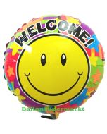 Smiley Welcome, Luftballon aus Folie ohne Helium-Ballo