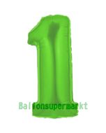 Zahl 1, Grün, Luftballon aus Folie, 100 cm