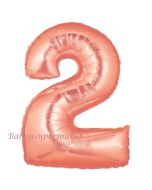 Zahlendekoration Zahl 2, Roségold, Folienballon Dekozahl ohne Helium
