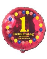 Luftballon aus Folie zum 1. Geburtstag, Herzlichen Glückwunsch Ballons 1, ohne Ballongas